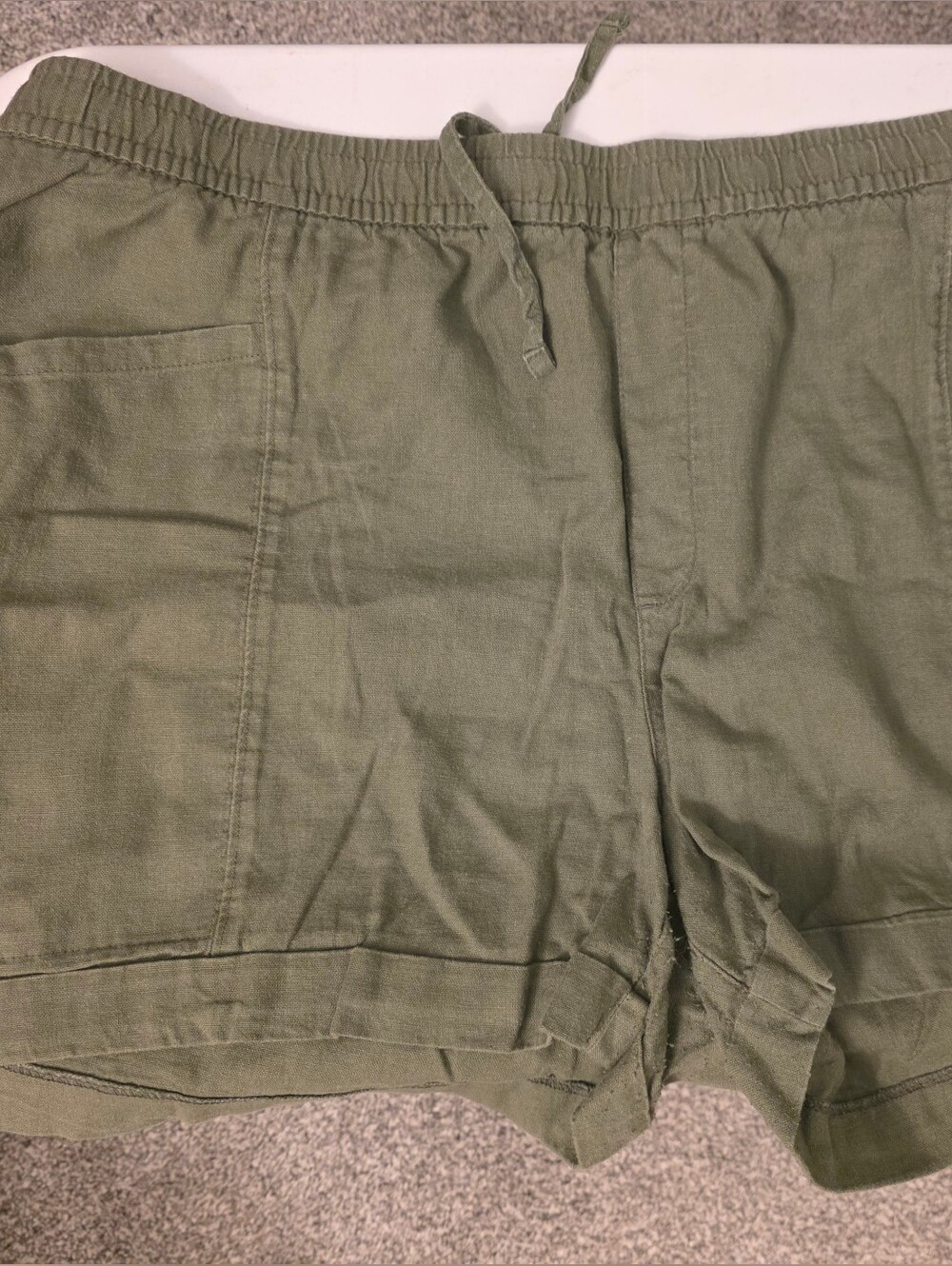 Old Navy Olive Drawstring Linen-Blend Shorts